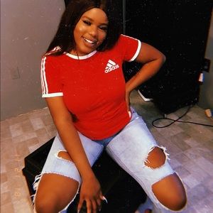 Red Adidas tee